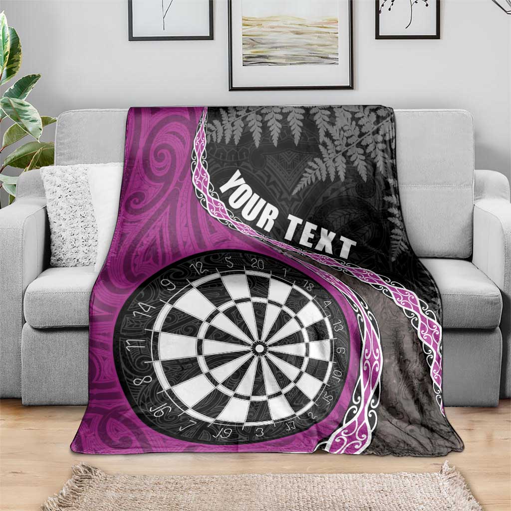 Personalised New Zealand Darts Blanket Koru Tribal Tattoo and Silver Fern Maori Pattern Pink Color LT03 - Polynesian Pride