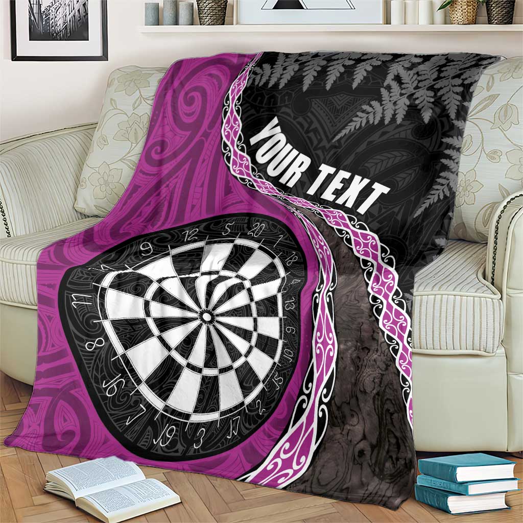 Personalised New Zealand Darts Blanket Koru Tribal Tattoo and Silver Fern Maori Pattern Pink Color LT03 - Polynesian Pride
