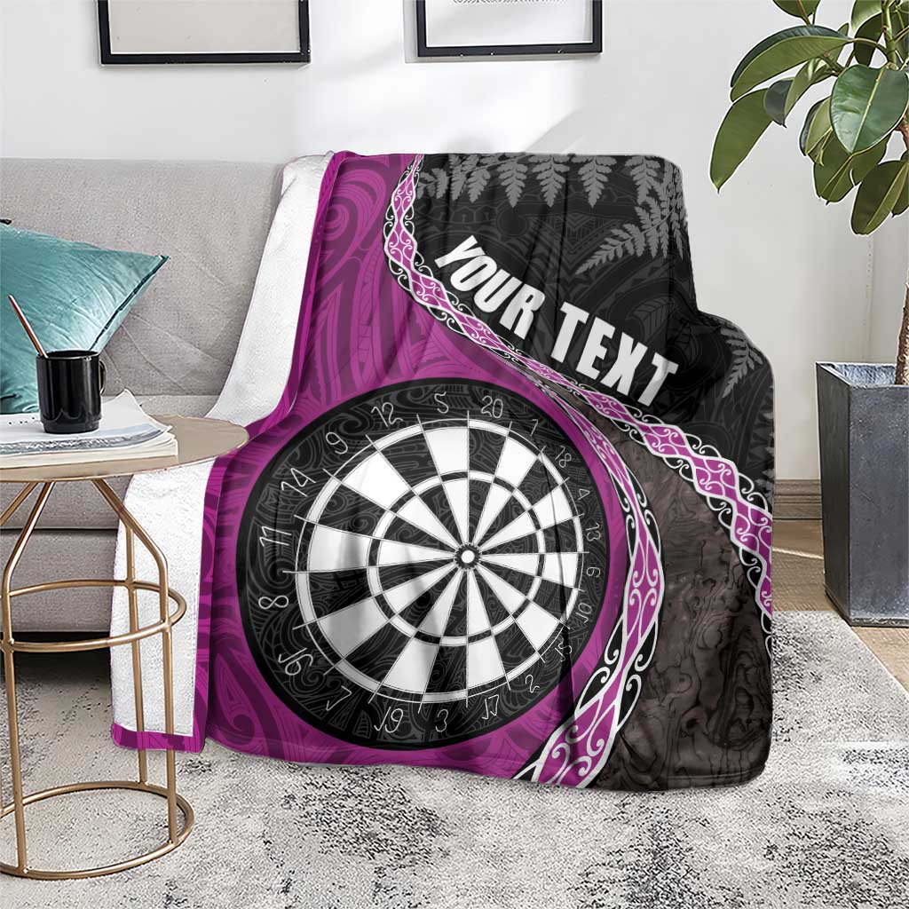 Personalised New Zealand Darts Blanket Koru Tribal Tattoo and Silver Fern Maori Pattern Pink Color LT03 - Polynesian Pride