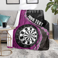 Personalised New Zealand Darts Blanket Koru Tribal Tattoo and Silver Fern Maori Pattern Pink Color LT03 - Polynesian Pride