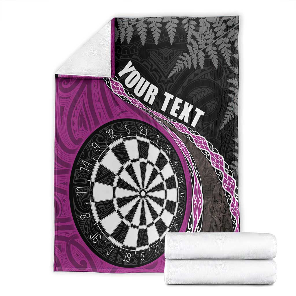 Personalised New Zealand Darts Blanket Koru Tribal Tattoo and Silver Fern Maori Pattern Pink Color LT03 - Polynesian Pride
