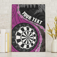 Personalised New Zealand Darts Canvas Wall Art Koru Tribal Tattoo and Silver Fern Maori Pattern Pink Color LT03 Without Frame Pink - Polynesian Pride