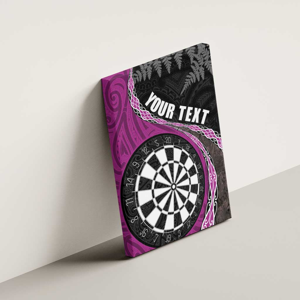 Personalised New Zealand Darts Canvas Wall Art Koru Tribal Tattoo and Silver Fern Maori Pattern Pink Color LT03 - Polynesian Pride