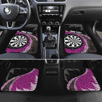 Personalised New Zealand Darts Car Mats Koru Tribal Tattoo and Silver Fern Maori Pattern Pink Color LT03 Set 4pcs Pink - Polynesian Pride