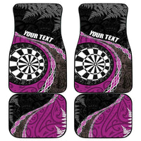 Personalised New Zealand Darts Car Mats Koru Tribal Tattoo and Silver Fern Maori Pattern Pink Color LT03 - Polynesian Pride