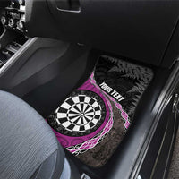 Personalised New Zealand Darts Car Mats Koru Tribal Tattoo and Silver Fern Maori Pattern Pink Color LT03 - Polynesian Pride