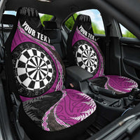 Personalised New Zealand Darts Car Seat Cover Koru Tribal Tattoo and Silver Fern Maori Pattern Pink Color LT03 One Size Pink - Polynesian Pride