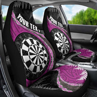 Personalised New Zealand Darts Car Seat Cover Koru Tribal Tattoo and Silver Fern Maori Pattern Pink Color LT03 - Polynesian Pride