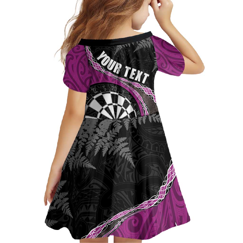 Personalised New Zealand Darts Family Matching Off Shoulder Maxi Dress and Hawaiian Shirt Koru Tribal Tattoo and Silver Fern Maori Pattern Pink Color LT03 - Polynesian Pride