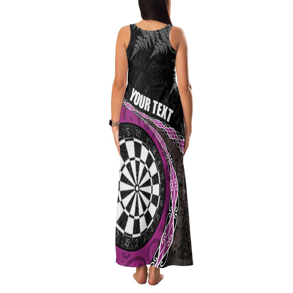 Personalised New Zealand Darts Family Matching Tank Maxi Dress and Hawaiian Shirt Koru Tribal Tattoo and Silver Fern Maori Pattern Pink Color LT03 - Polynesian Pride