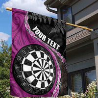 Personalised New Zealand Darts Garden Flag Koru Tribal Tattoo and Silver Fern Maori Pattern Pink Color LT03 - Polynesian Pride