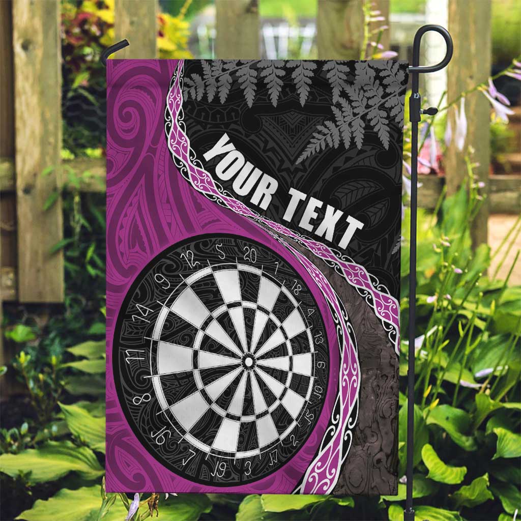 Personalised New Zealand Darts Garden Flag Koru Tribal Tattoo and Silver Fern Maori Pattern Pink Color LT03 Garden Flag Pink - Polynesian Pride
