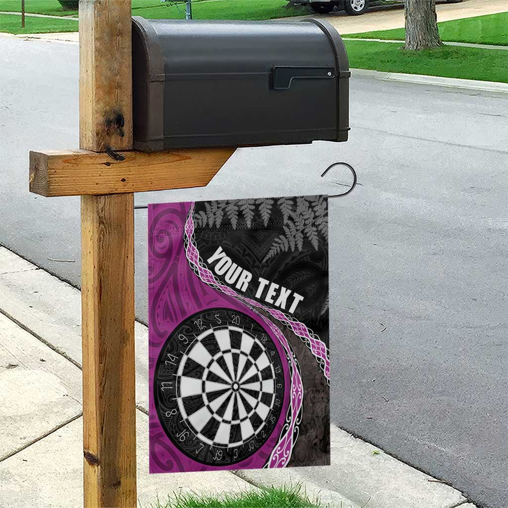 Personalised New Zealand Darts Garden Flag Koru Tribal Tattoo and Silver Fern Maori Pattern Pink Color LT03 - Polynesian Pride