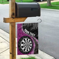 Personalised New Zealand Darts Garden Flag Koru Tribal Tattoo and Silver Fern Maori Pattern Pink Color LT03 - Polynesian Pride