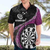 Personalised New Zealand Darts Hawaiian Shirt Koru Tribal Tattoo and Silver Fern Maori Pattern Pink Color LT03 - Polynesian Pride