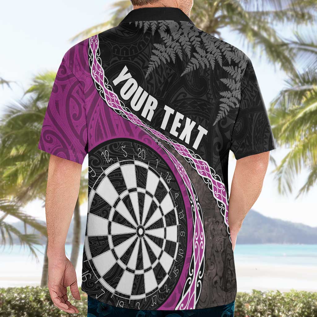 Personalised New Zealand Darts Hawaiian Shirt Koru Tribal Tattoo and Silver Fern Maori Pattern Pink Color LT03 - Polynesian Pride