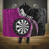 Personalised New Zealand Darts Hooded Blanket Koru Tribal Tattoo and Silver Fern Maori Pattern Pink Color LT03 - Polynesian Pride