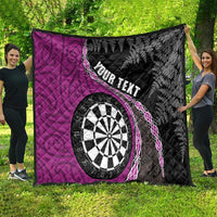 Personalised New Zealand Darts Quilt Koru Tribal Tattoo and Silver Fern Maori Pattern Pink Color LT03 - Polynesian Pride