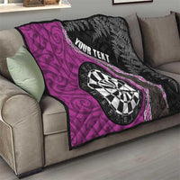 Personalised New Zealand Darts Quilt Koru Tribal Tattoo and Silver Fern Maori Pattern Pink Color LT03 - Polynesian Pride