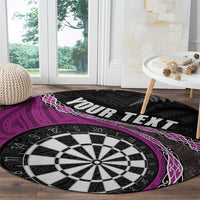 Personalised New Zealand Darts Round Carpet Koru Tribal Tattoo and Silver Fern Maori Pattern Pink Color LT03 - Polynesian Pride