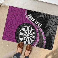Personalised New Zealand Darts Rubber Doormat Koru Tribal Tattoo and Silver Fern Maori Pattern Pink Color LT03 - Polynesian Pride