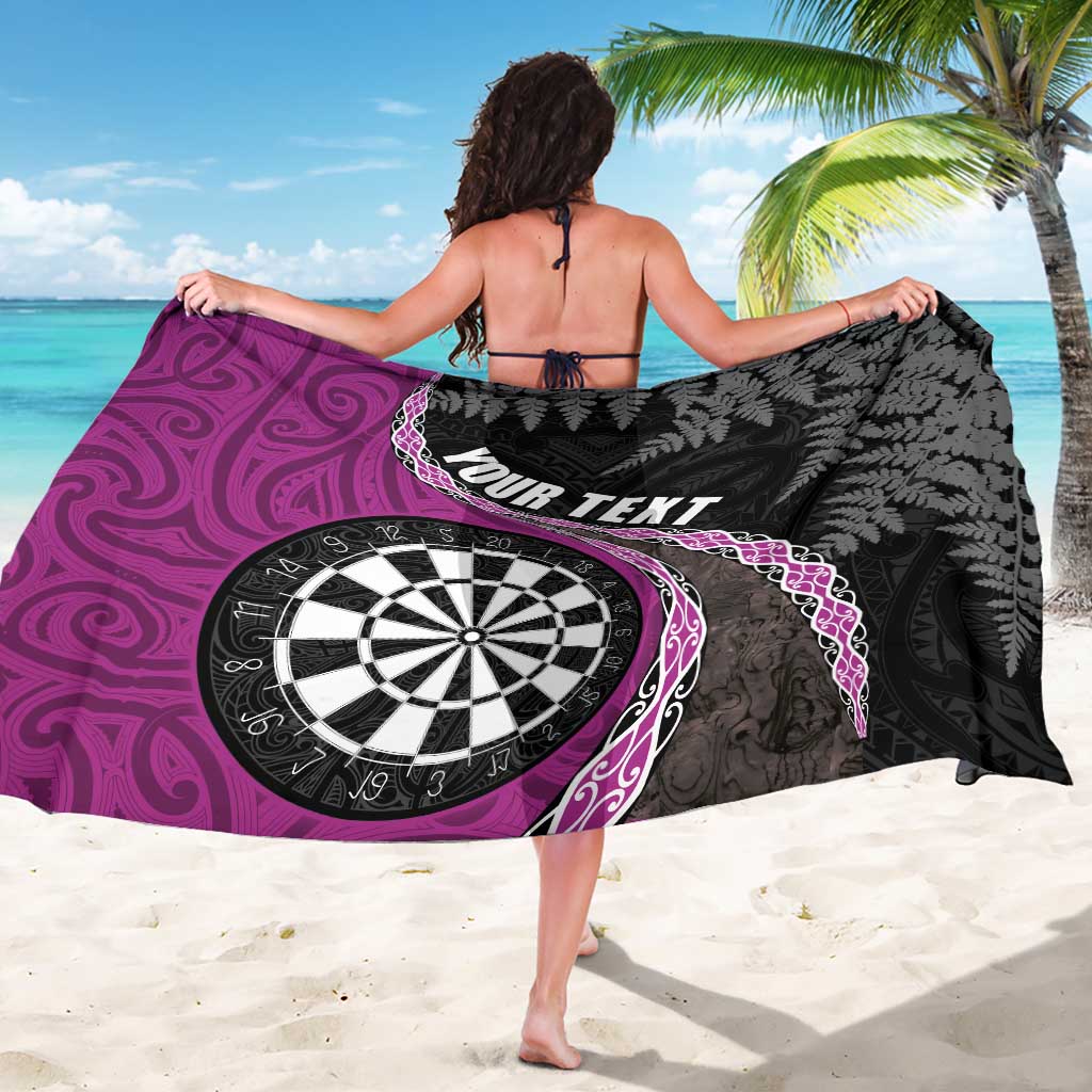 Personalised New Zealand Darts Sarong Koru Tribal Tattoo and Silver Fern Maori Pattern Pink Color LT03 - Polynesian Pride