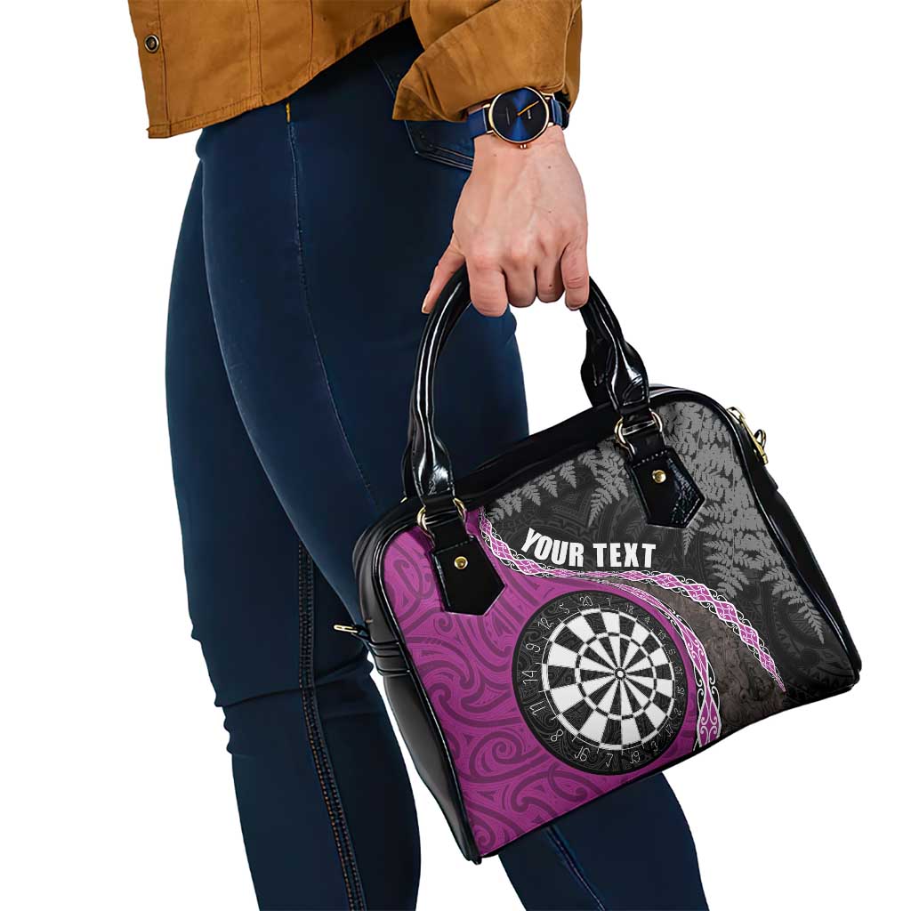 Personalised New Zealand Darts Shoulder Handbag Koru Tribal Tattoo and Silver Fern Maori Pattern Pink Color LT03 - Polynesian Pride
