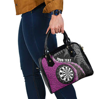 Personalised New Zealand Darts Shoulder Handbag Koru Tribal Tattoo and Silver Fern Maori Pattern Pink Color LT03 - Polynesian Pride