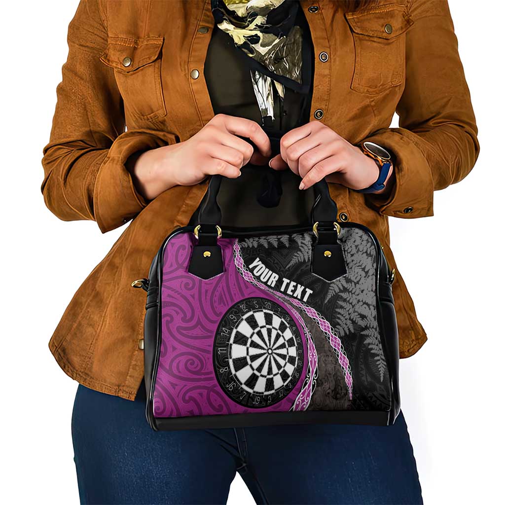 Personalised New Zealand Darts Shoulder Handbag Koru Tribal Tattoo and Silver Fern Maori Pattern Pink Color LT03 - Polynesian Pride