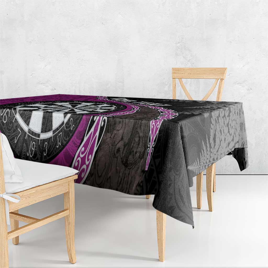 Personalised New Zealand Darts Tablecloth Koru Tribal Tattoo and Silver Fern Maori Pattern Pink Color LT03 - Polynesian Pride