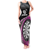 Personalised New Zealand Darts Tank Maxi Dress Koru Tribal Tattoo and Silver Fern Maori Pattern Pink Color LT03 Women Pink - Polynesian Pride