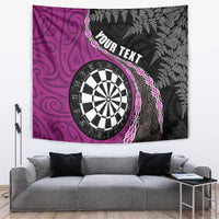 Personalised New Zealand Darts Tapestry Koru Tribal Tattoo and Silver Fern Maori Pattern Pink Color LT03 Pink - Polynesian Pride
