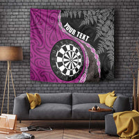Personalised New Zealand Darts Tapestry Koru Tribal Tattoo and Silver Fern Maori Pattern Pink Color LT03 - Polynesian Pride