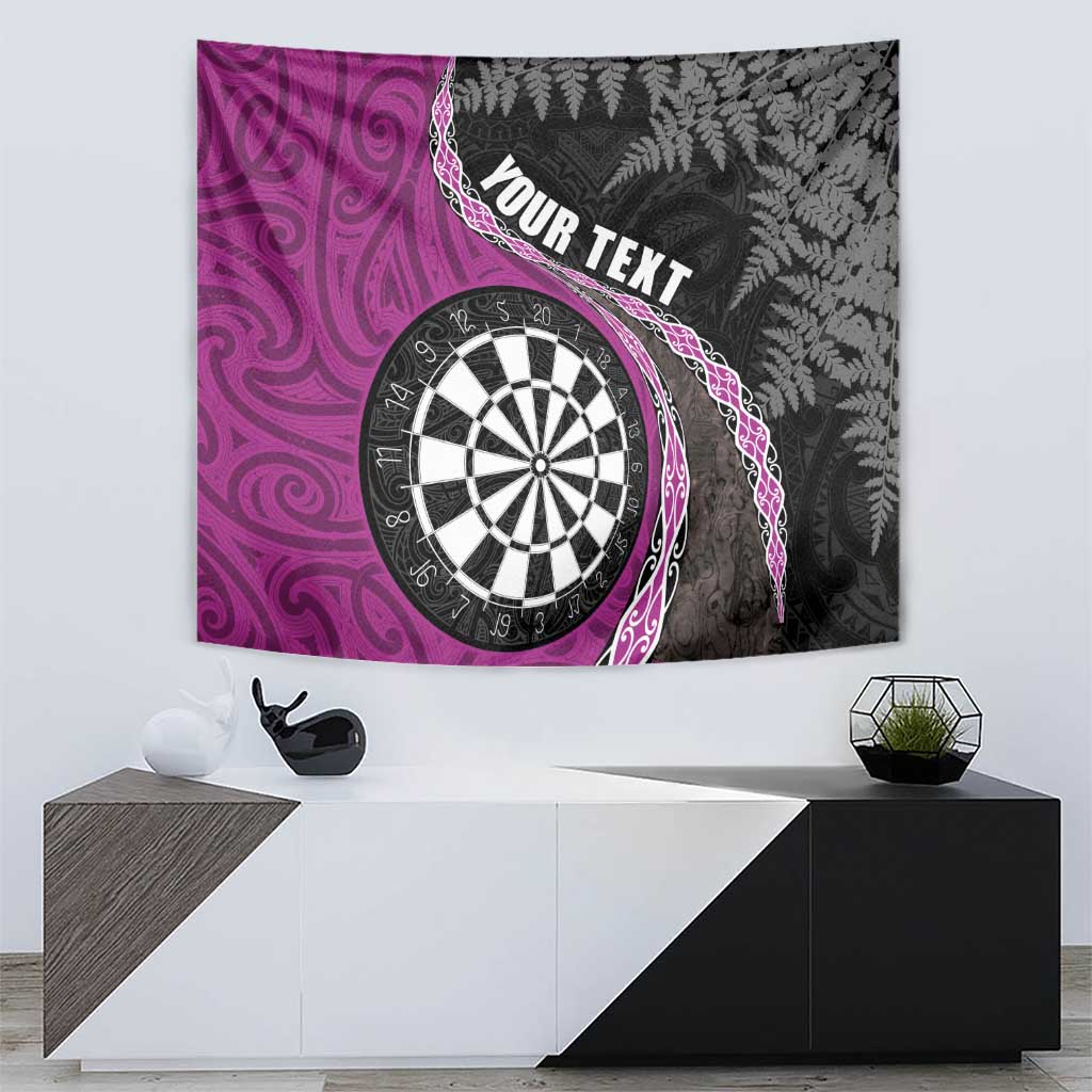 Personalised New Zealand Darts Tapestry Koru Tribal Tattoo and Silver Fern Maori Pattern Pink Color LT03 - Polynesian Pride
