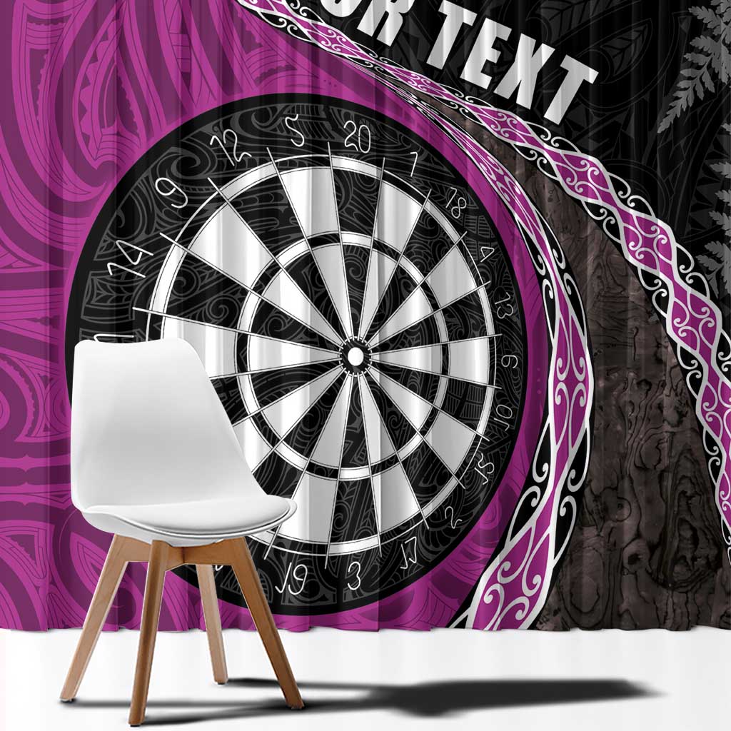 Personalised New Zealand Darts Window Curtain Koru Tribal Tattoo and Silver Fern Maori Pattern Pink Color LT03 - Polynesian Pride