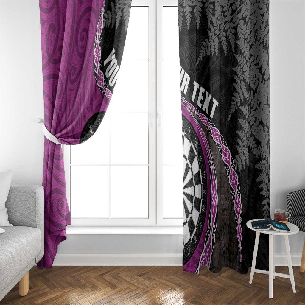 Personalised New Zealand Darts Window Curtain Koru Tribal Tattoo and Silver Fern Maori Pattern Pink Color LT03 - Polynesian Pride