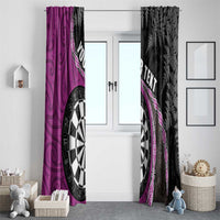 Personalised New Zealand Darts Window Curtain Koru Tribal Tattoo and Silver Fern Maori Pattern Pink Color LT03 - Polynesian Pride