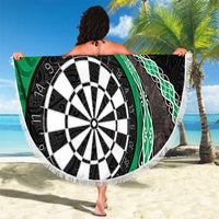 Personalised New Zealand Darts Beach Blanket Koru Tribal Tattoo and Silver Fern Maori Pattern Green Color LT03 - Polynesian Pride