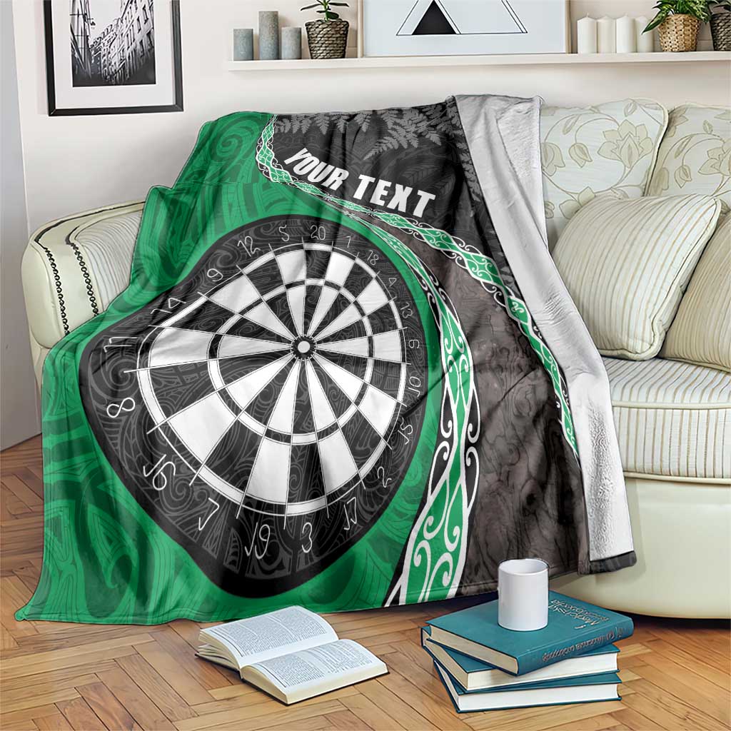 Personalised New Zealand Darts Blanket Koru Tribal Tattoo and Silver Fern Maori Pattern Green Color LT03 Green - Polynesian Pride