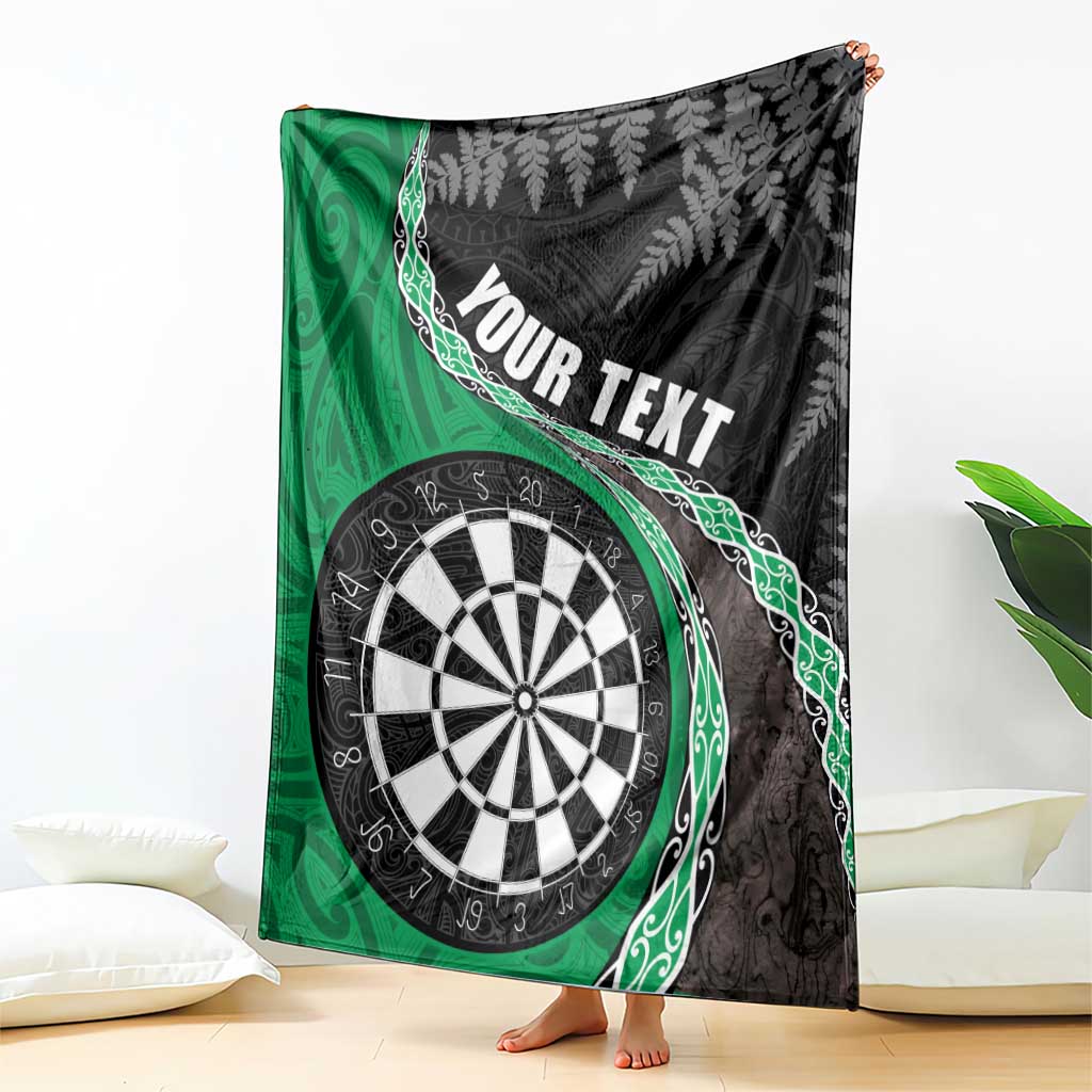 Personalised New Zealand Darts Blanket Koru Tribal Tattoo and Silver Fern Maori Pattern Green Color LT03 - Polynesian Pride