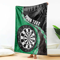 Personalised New Zealand Darts Blanket Koru Tribal Tattoo and Silver Fern Maori Pattern Green Color LT03 - Polynesian Pride