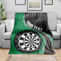 Personalised New Zealand Darts Blanket Koru Tribal Tattoo and Silver Fern Maori Pattern Green Color LT03 - Polynesian Pride