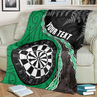 Personalised New Zealand Darts Blanket Koru Tribal Tattoo and Silver Fern Maori Pattern Green Color LT03 - Polynesian Pride