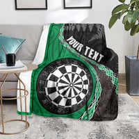 Personalised New Zealand Darts Blanket Koru Tribal Tattoo and Silver Fern Maori Pattern Green Color LT03 - Polynesian Pride