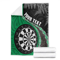 Personalised New Zealand Darts Blanket Koru Tribal Tattoo and Silver Fern Maori Pattern Green Color LT03 - Polynesian Pride