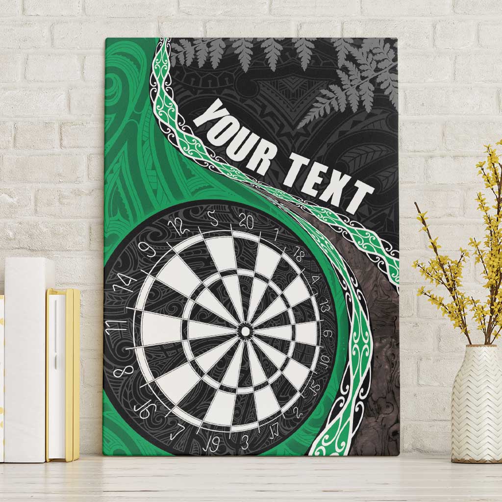 Personalised New Zealand Darts Canvas Wall Art Koru Tribal Tattoo and Silver Fern Maori Pattern Green Color LT03 Without Frame Green - Polynesian Pride