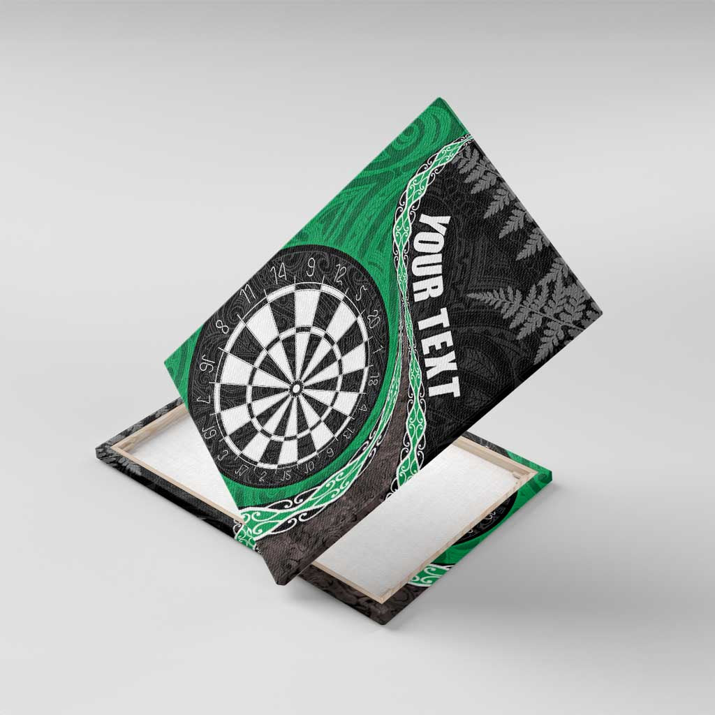 Personalised New Zealand Darts Canvas Wall Art Koru Tribal Tattoo and Silver Fern Maori Pattern Green Color LT03 With Frame Green - Polynesian Pride