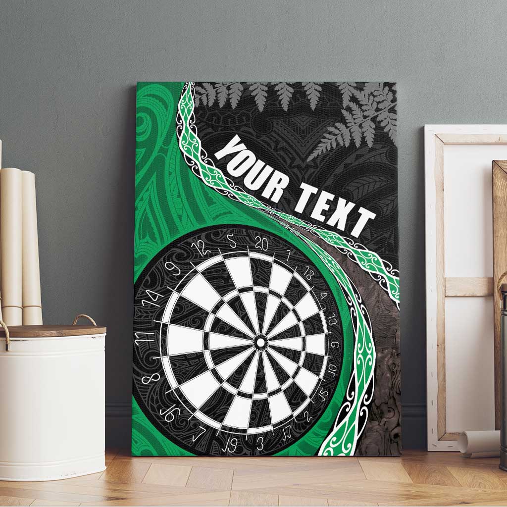 Personalised New Zealand Darts Canvas Wall Art Koru Tribal Tattoo and Silver Fern Maori Pattern Green Color LT03 - Polynesian Pride