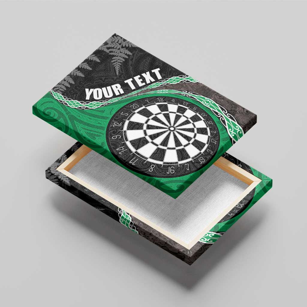 Personalised New Zealand Darts Canvas Wall Art Koru Tribal Tattoo and Silver Fern Maori Pattern Green Color LT03 - Polynesian Pride