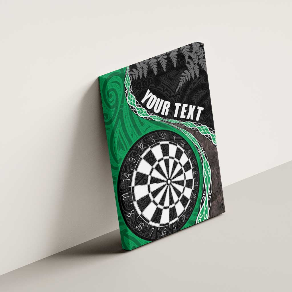Personalised New Zealand Darts Canvas Wall Art Koru Tribal Tattoo and Silver Fern Maori Pattern Green Color LT03 - Polynesian Pride